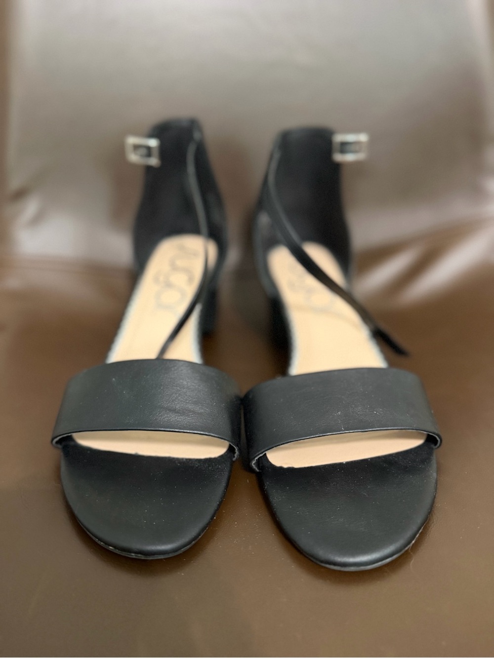 Sugar Women's Black Ankle-Strap Block Heel Sandals